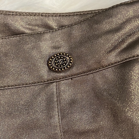 CHANEL GOLD SHIMMER LEGGINGS Pants sz 36 - Picture 10 of 16